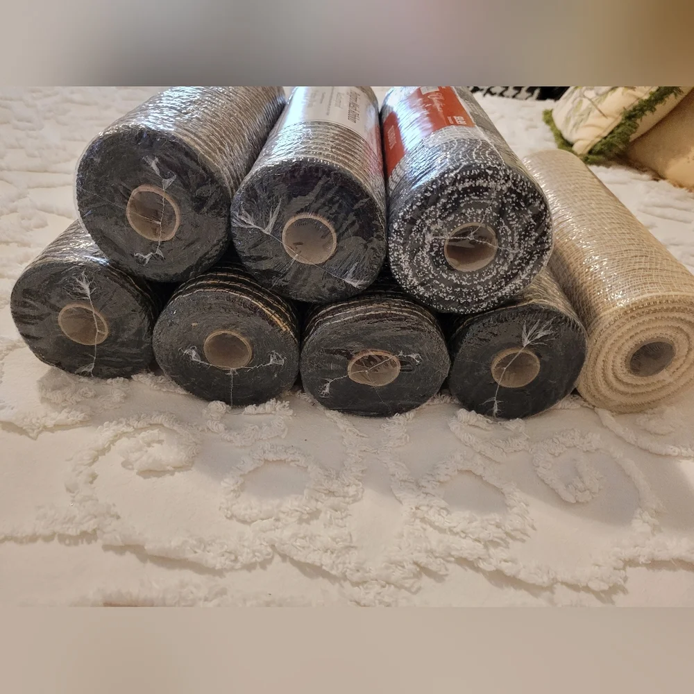 Hobby Lobby Black/white, Black/tan Mesh Rolls, Craft Supply, Wreath Supplies